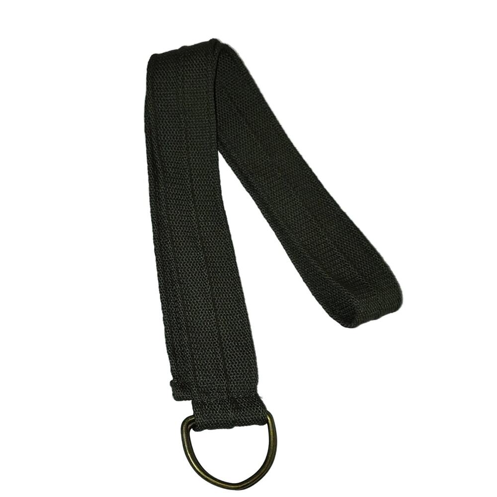 D-Ring Belt 42" Olive Green Canvas Double D-Ring Buckle Brass-Tone Vintage